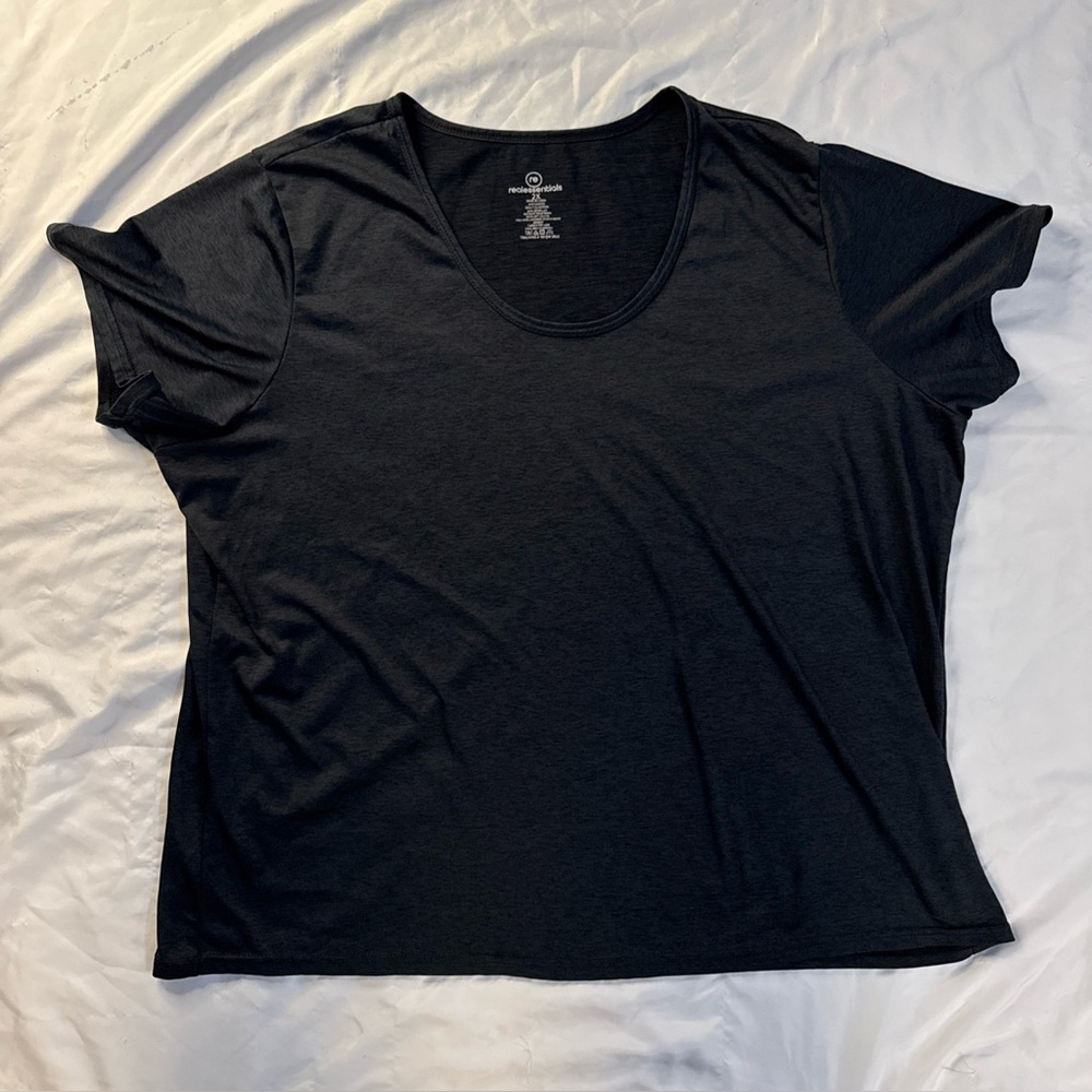 Real Essentials Women’s Scoop Neck T-shirt Tee Size 2X Black/Gray